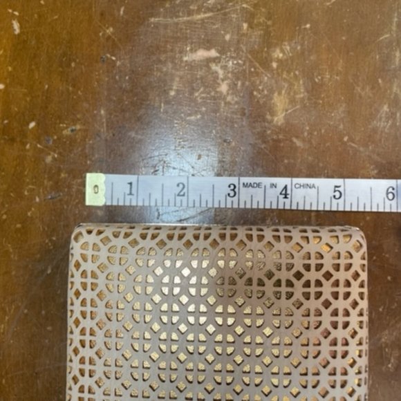 MMS Gold Clutch Purse with Strap - Picture 7 of 8